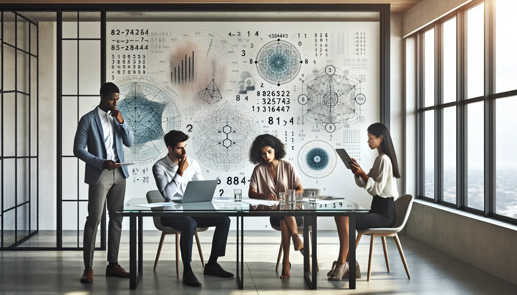 three professionals analyzing the meaning of the number 8286319644.